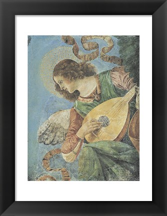 Framed Angel with Lute Print