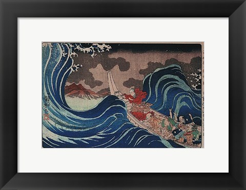 Framed Nichiren Calms a Storm in Kakuda Print