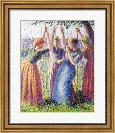 Framed Women Planting Peasticks, 1891 Print