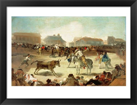 Framed Village Bullfight Print