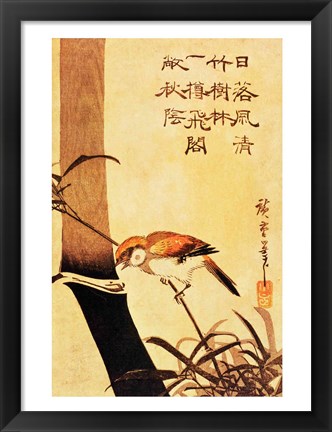 Framed Bird and Bamboo Print