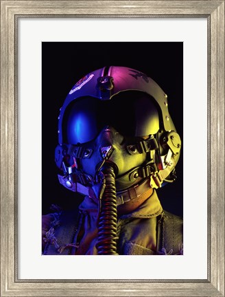 Framed Fighter Pilot in full attire, United States Air Force Print