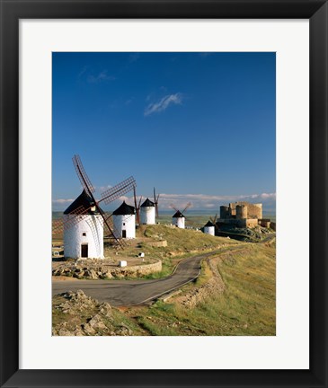 Framed Windmills, La Mancha, Consuegra, Castilla-La Mancha, Spain By Field Print