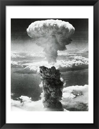 Framed Mushroom cloud formed by atomic bomb explosion, Nagasaki, Japan, August 9, 1945 Print