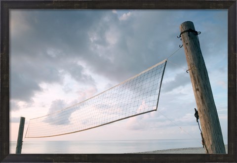 Framed Volleyball net on the beach Print