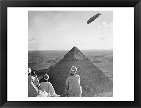 Framed Graf Zeppelin&#39;s Rendezvous with Pyraminds of Gizeh, Egypt Print