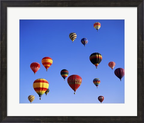 Framed Large Group of Hot Air Balloons Flying Print