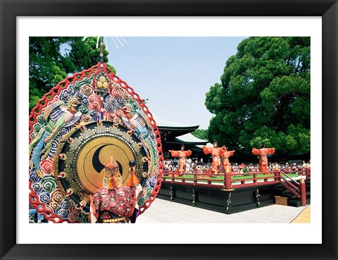 Framed Decorative drum in front of a building, Meiji Jingu Shrine, Tokyo, Japan Print