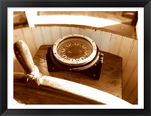 Framed Classic Nautical Compass Print