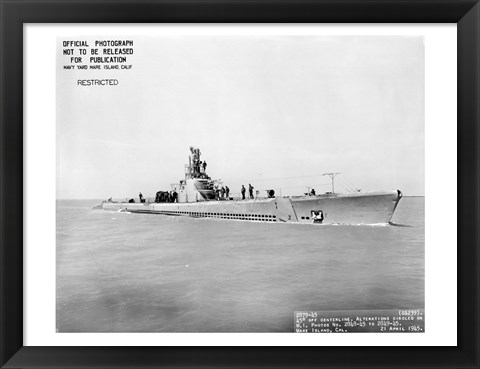 Framed USS Whale Early US  Submarine Print