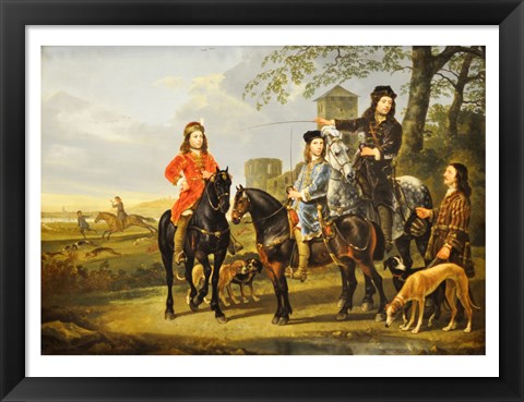Framed Aelbert Cuyp, Starting For  the Hunt Crop Print