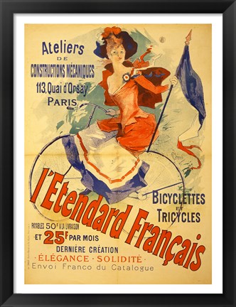 Framed I&#39;Etendard Francais Bicyclettes Print