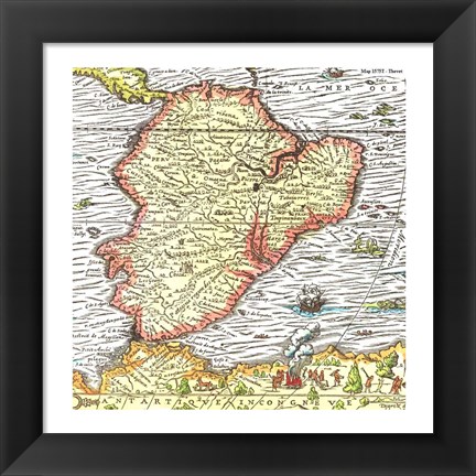 Framed Map of South America 1575 Print