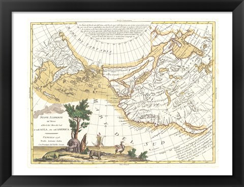 Framed 1776 Zatta Map of California and the Western Parts of North America Print
