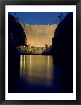 Framed Hoover Dam at night Print