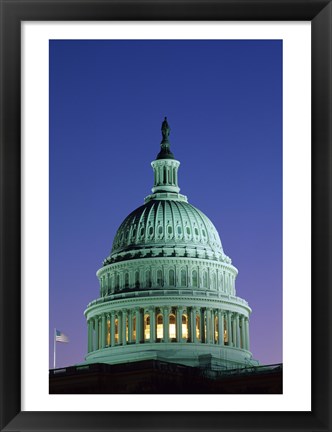 Framed Capitol Building lit up at night, Washington D.C., USA Print