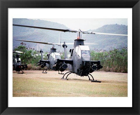 Framed Three AH-1 Cobra gunship helicopters Print