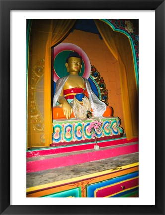 Framed Statue of Buddha in a temple, Paugha, Annapurna Range, Nepal Print
