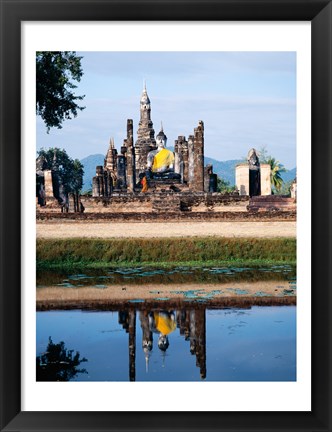 Framed Silhouette of the Seated Buddha Reflected, Wat Mahathat, Sukhothai, Thailand Print