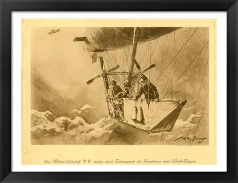 Framed Gondola of the P II Reporting Arrival of a Wright flyer Print