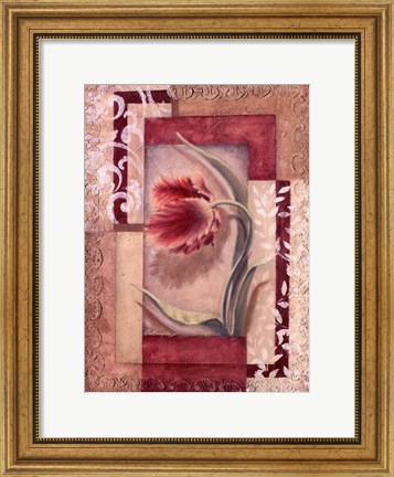 Framed Red Tulip Collage I Print