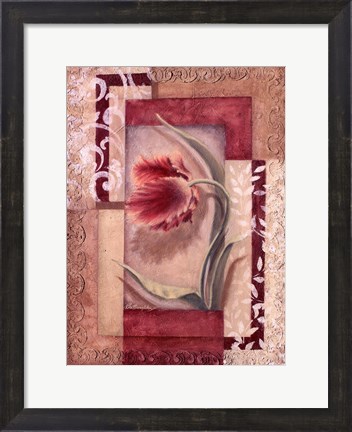 Framed Red Tulip Collage I Print