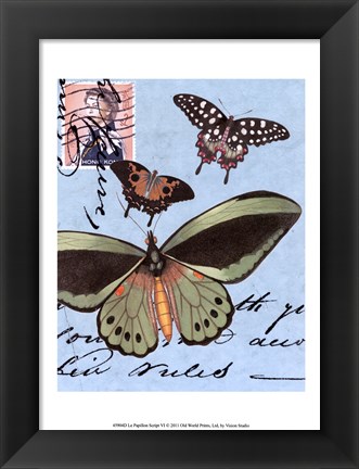 Framed Le Papillon Script VI Print