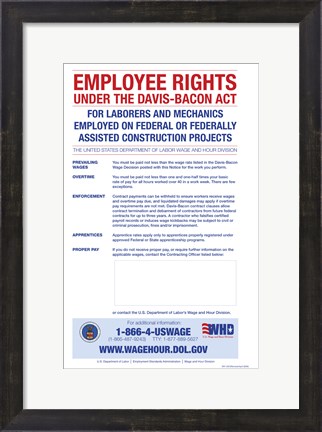 Framed Employee Rights Under the Davis-Bacon Act Print