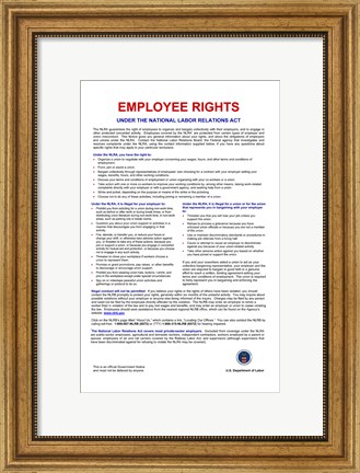 Framed Employee Rights Print