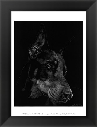 Framed Canine Scratchboard III Print