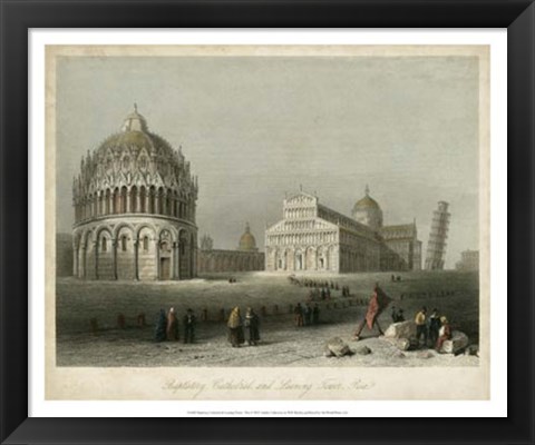 Framed Baptistry, Cathedral &amp;Leaning Tower Print