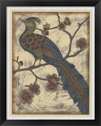 Framed Embroidered Pheasant II Print