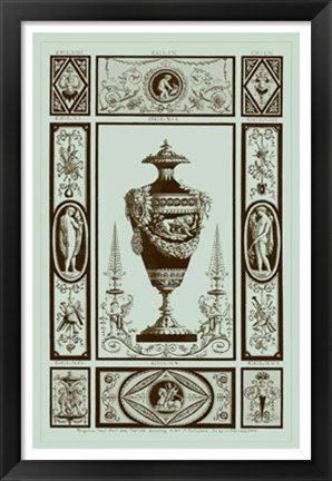 Framed Urns in Celadon II Print