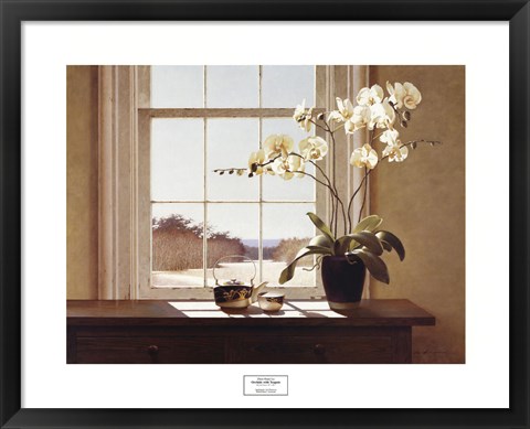 Framed Orchids with Teapots Print