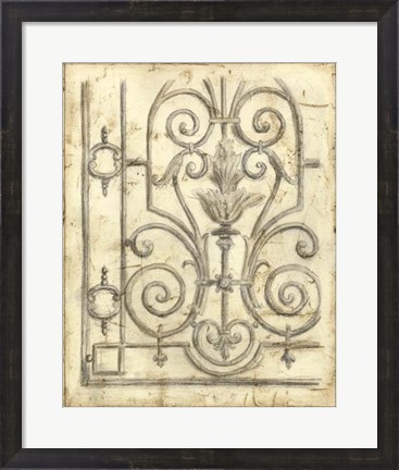 Framed Decorative Iron Sketch III Print