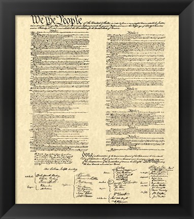 Framed Constitution on Khaki Print