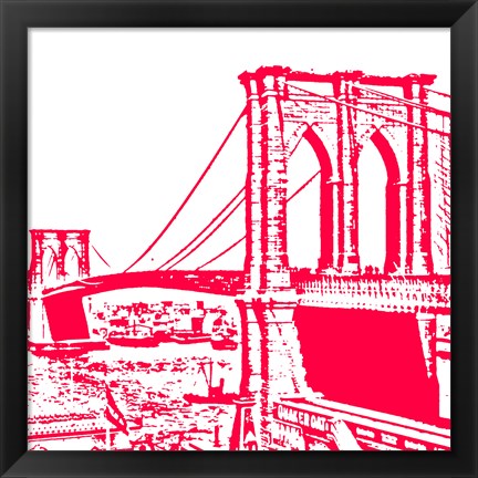 Framed Red Brooklyn Bridge Print