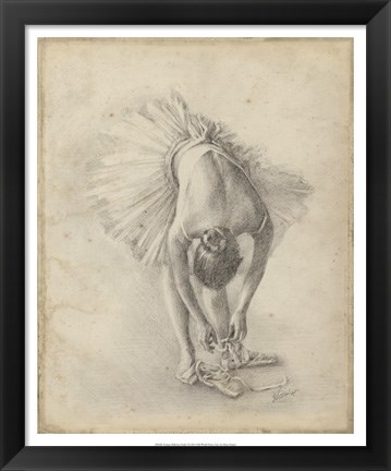 Framed Antique Ballerina Study I Print
