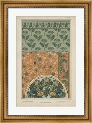 Framed Nouveau Floral Design I Print