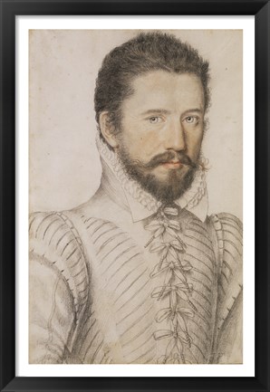 Framed Portrait of a Bearded Man Wearing a Slashed Doublet Print