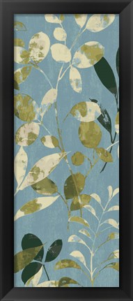 Framed Leaves on Blue II Print