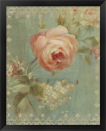Framed Rose on Sage Print
