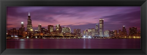 Framed Chicago with Purple Night Sky Print
