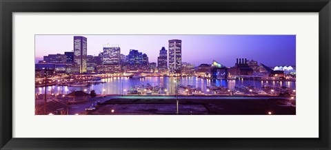 Framed Inner Harbor, Baltimore, Maryland at Night Print