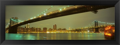 Framed USA, New York, Brooklyn and Manhattan Bridges Print