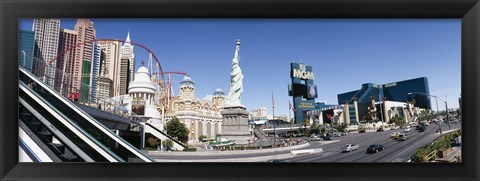Framed Buildings in a city, New York New York Hotel, MGM Casino, The Strip, Las Vegas, Clark County, Nevada, USA Print