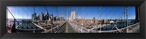 Framed Looking Down the Brooklyn Bridge Print