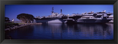 Framed Aircraft carriers at a museum, San Diego Aircraft Carrier Museum, San Diego, California, USA Print
