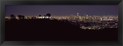 Framed City lit up at night, Griffith Park Observatory, Los Angeles, California, USA 2010 Print