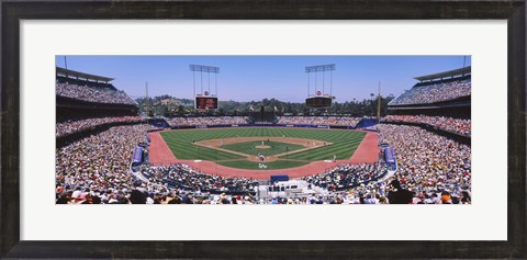 Framed Spectators watching a baseball match, Dodgers vs. Yankees, Dodger Stadium, City of Los Angeles, California, USA Print